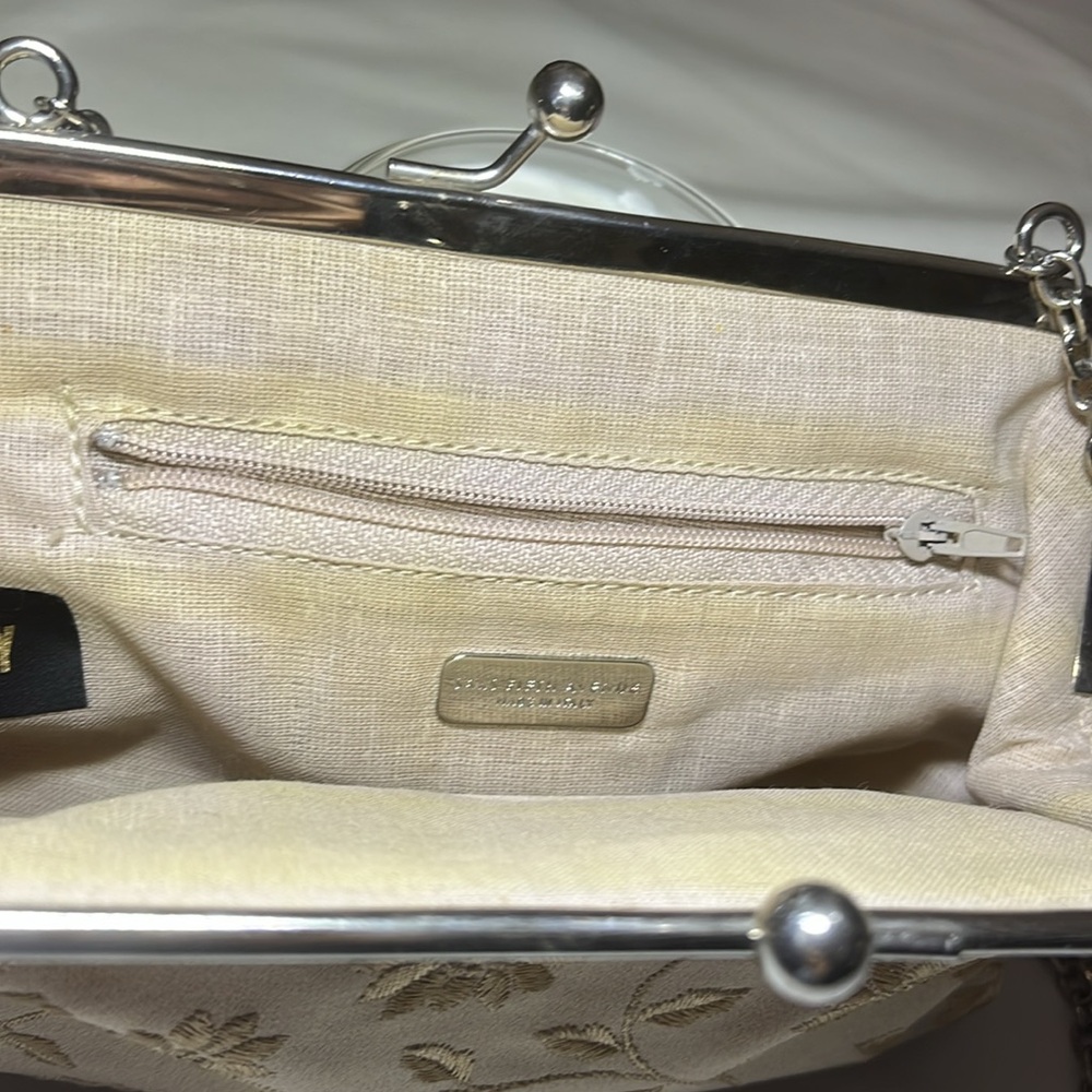 Saks Fifth Avenue purse made in Italy Vintage ,Elegant Cream Floral Embroidered